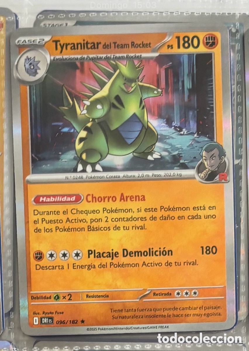 Coleccionismo Cromos antiguos: TYRANITAR 096/182 tcg pokemon holo hologr&aacute;fica