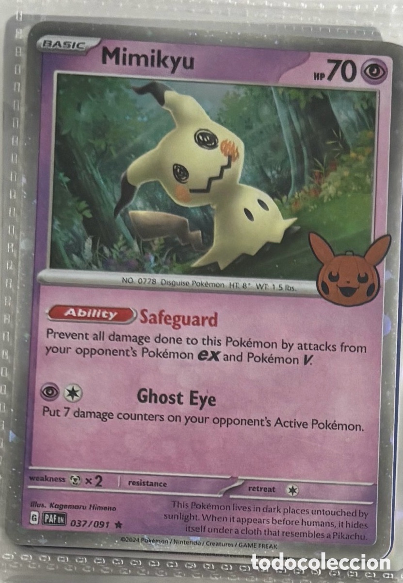 Coleccionismo Cromos antiguos: MIMIKYU EDICI&Oacute;N HALLOWEEN 037/091 tcg pokemon holo hologr&aacute;fica