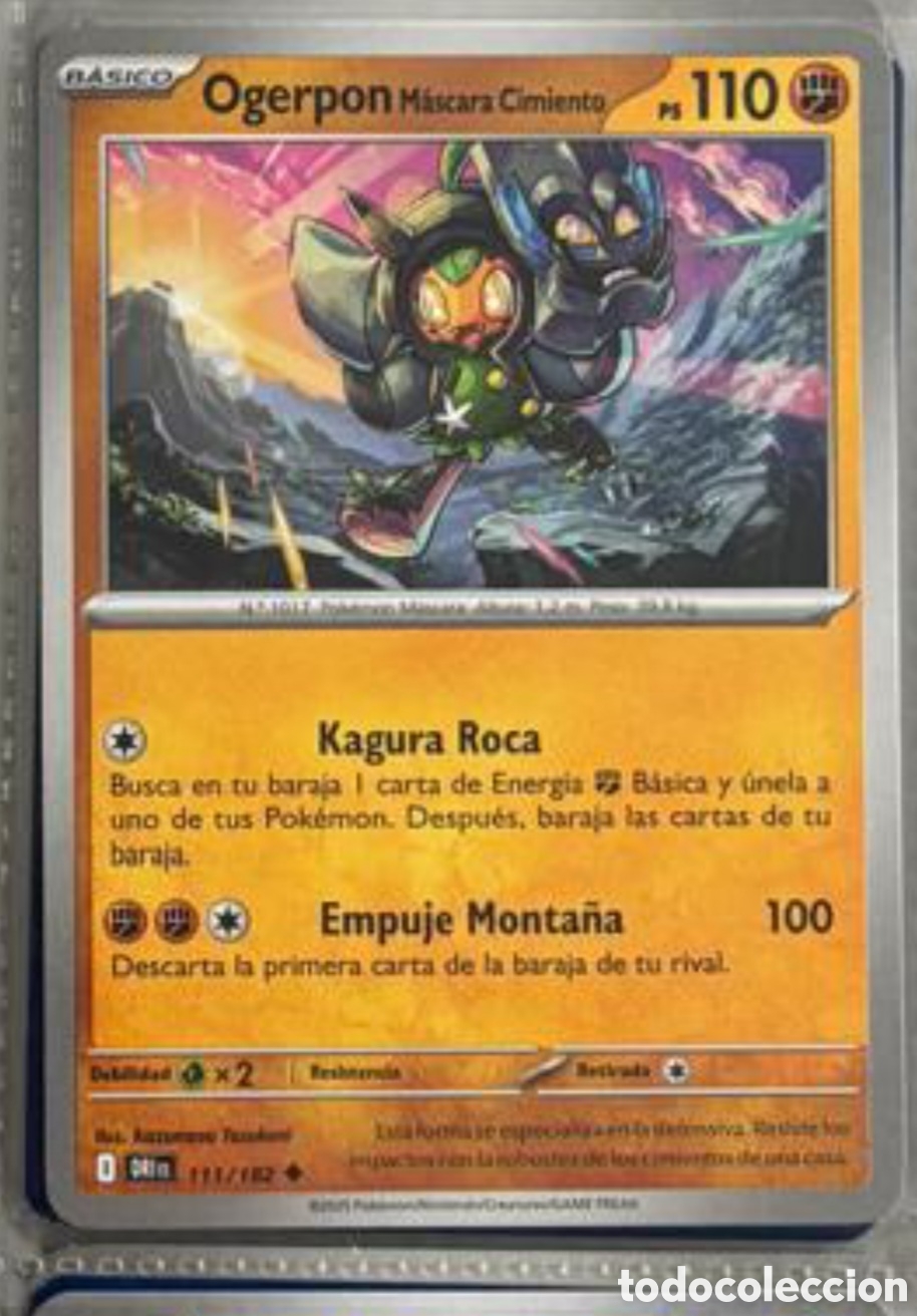 Coleccionismo Cromos antiguos: Pokemon pack legendario TCG OGERPON MASCARA CIMIENTO 111/182