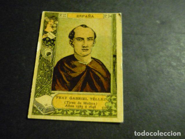 Sammeln alte Sammelbilder: TIRSO DE MOLINA ESCRITOR ANTIGUO CROMO COLECCION CAJA DE CERILLAS