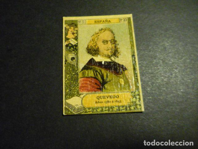 Coleccionismo Cromos antiguos: QUEVEDO ESCRITOR ANTIGUO CROMO COLECCION CAJA DE CERILLAS