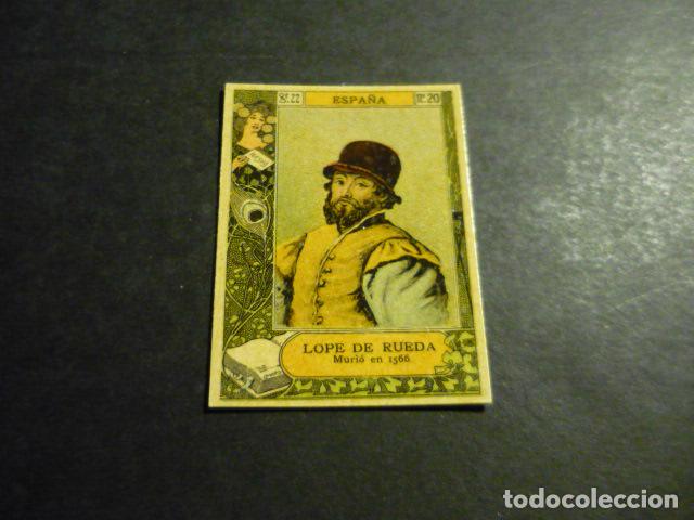 Collectionnisme Cartes &agrave; collectionner anciennes: LOPE DE RUEDA ESCRITOR ANTIGUO CROMO COLECCION CAJA DE CERILLAS