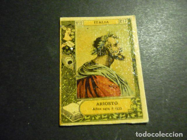Colecionismo Cromos antigos: ARIOSTO ESCRITOR ANTIGUO CROMO COLECCION CAJA DE CERILLAS