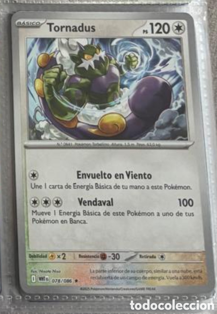 Coleccionismo Cromos antiguos: Pokemon pack legendario TCG TORNADUS 078/086