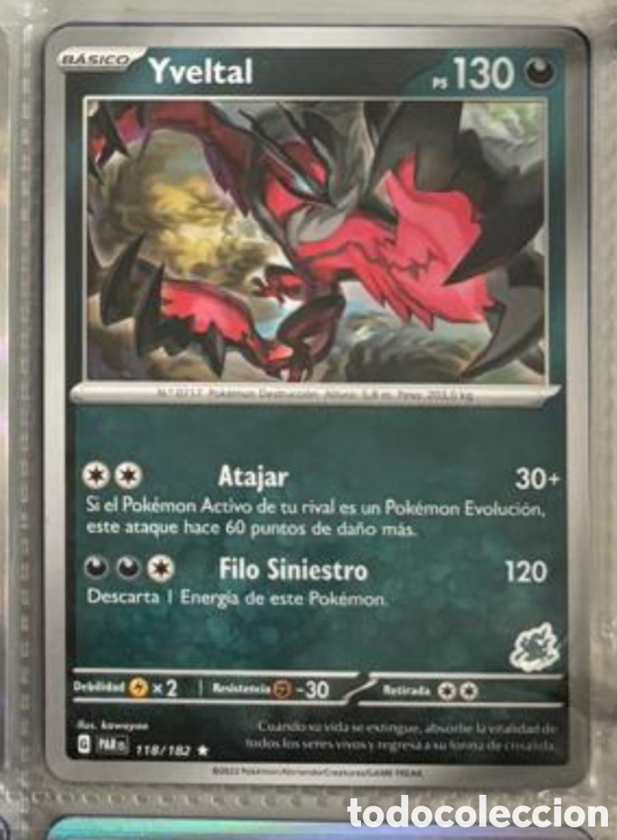 Coleccionismo Cromos antiguos: Pokemon pack legendario TCG YVELTAL 118/182