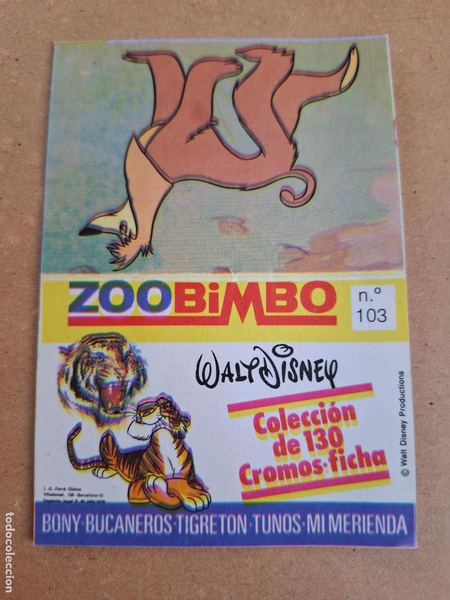 Coleccionismo Cromos antiguos: ZOOBIMBO WALT DISNEY BIMBO - CROMO N&ordm; 103 AFGANO ( NUNCA PEGADO ) - CPP1