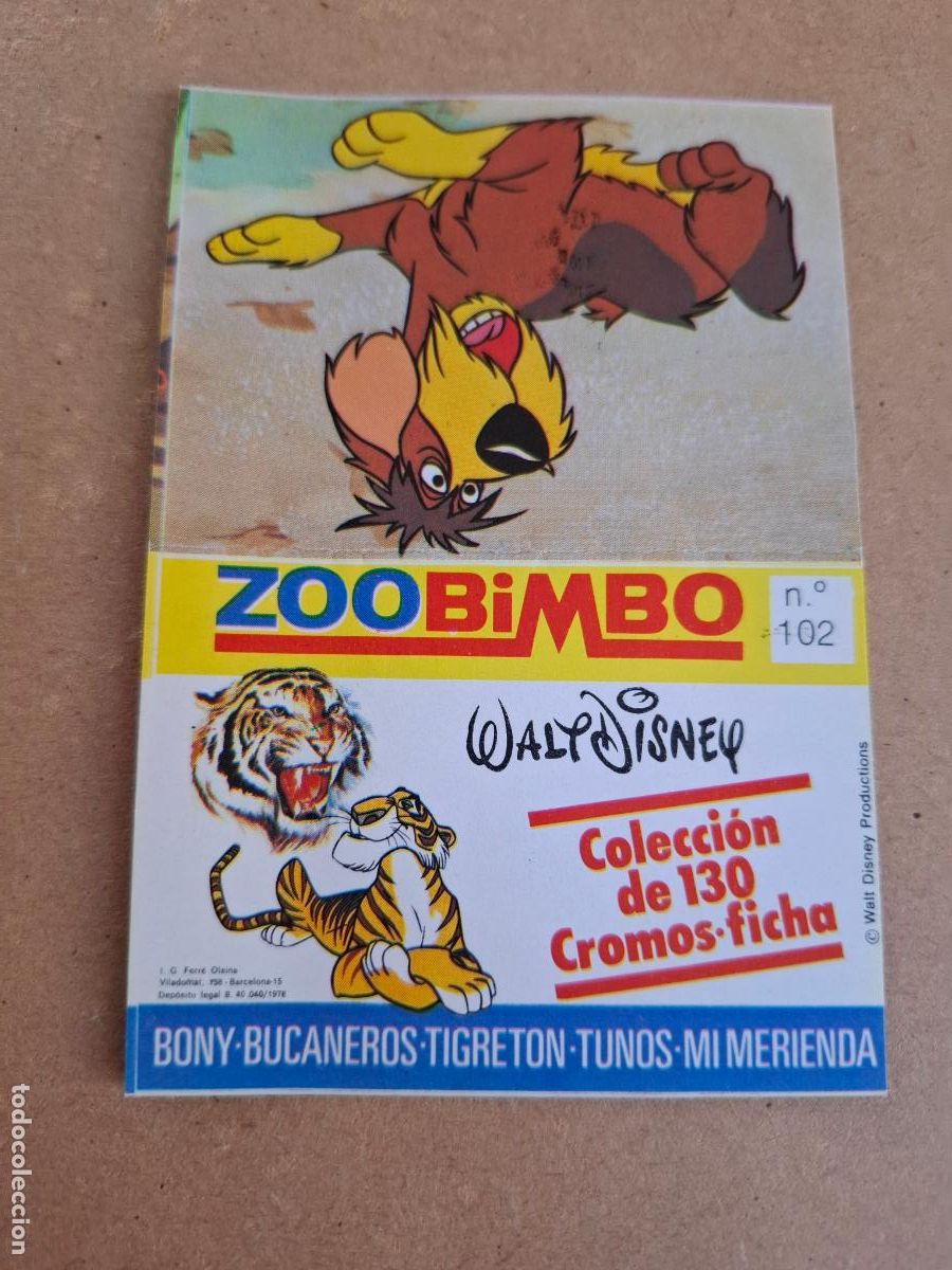 Coleccionismo Cromos antiguos: ZOOBIMBO WALT DISNEY BIMBO - CROMO N&ordm; 102 CHUCHO ( NUNCA PEGADO ) - CPP1