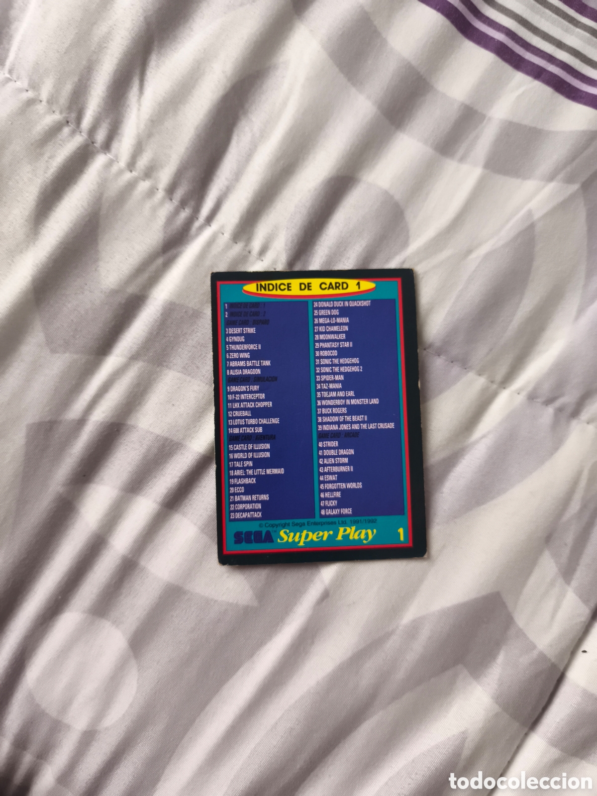Coleccionismo Cromos antiguos: Carta sega Panini &iacute;ndice 1
