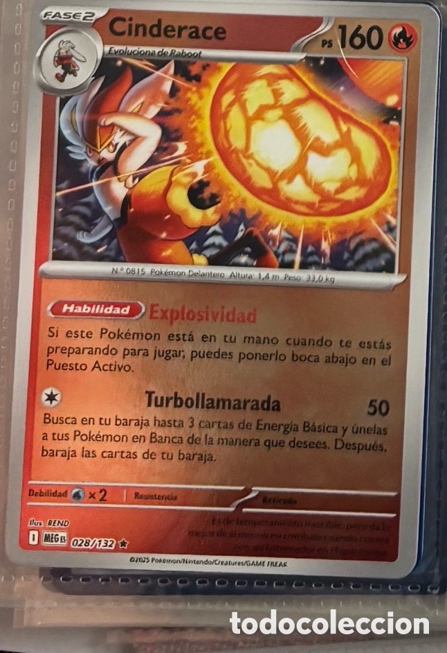Coleccionismo Cromos antiguos: CINDERACE 028/132 Carta Pokemon TCG PACK INICIALES