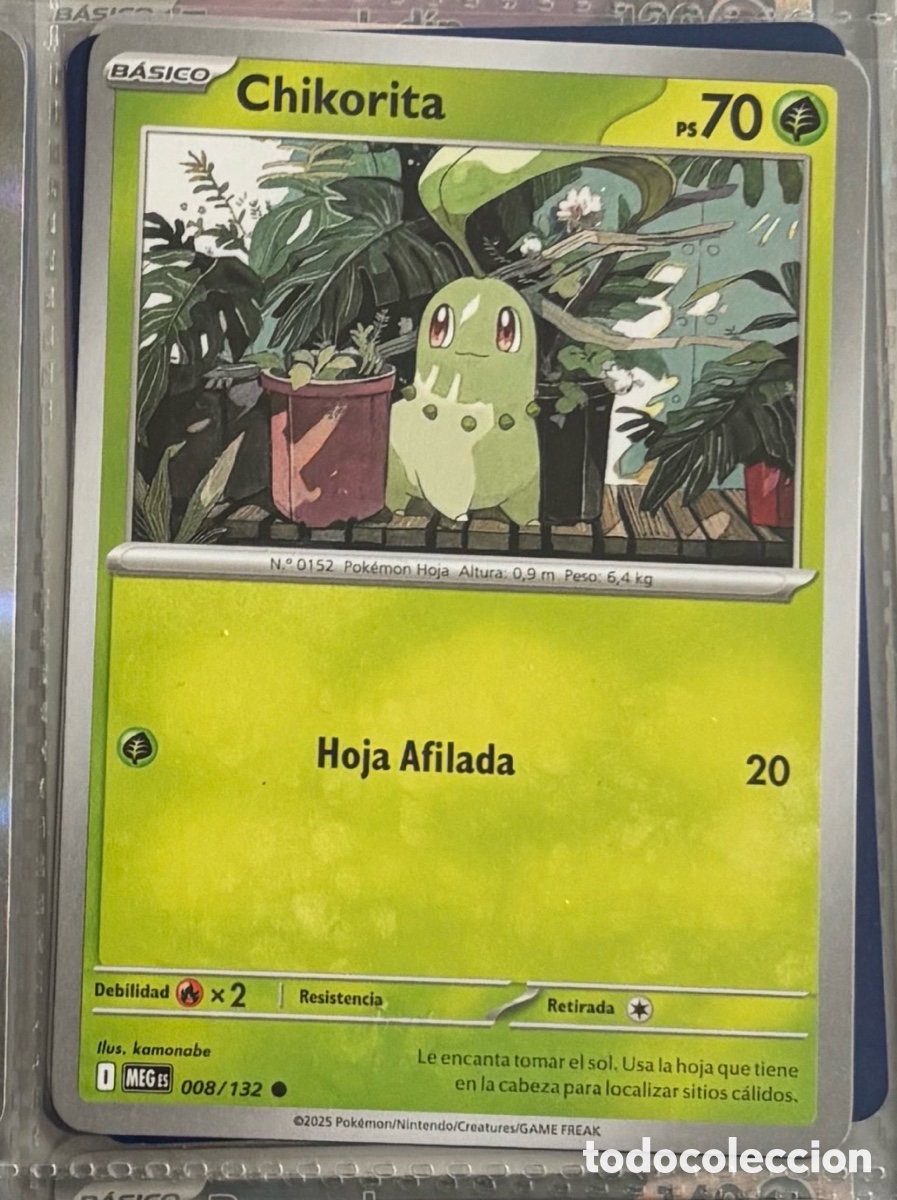 Coleccionismo Cromos antiguos: CHIKORITA 008/132 Carta Pokemon TCG PACK INICIALES