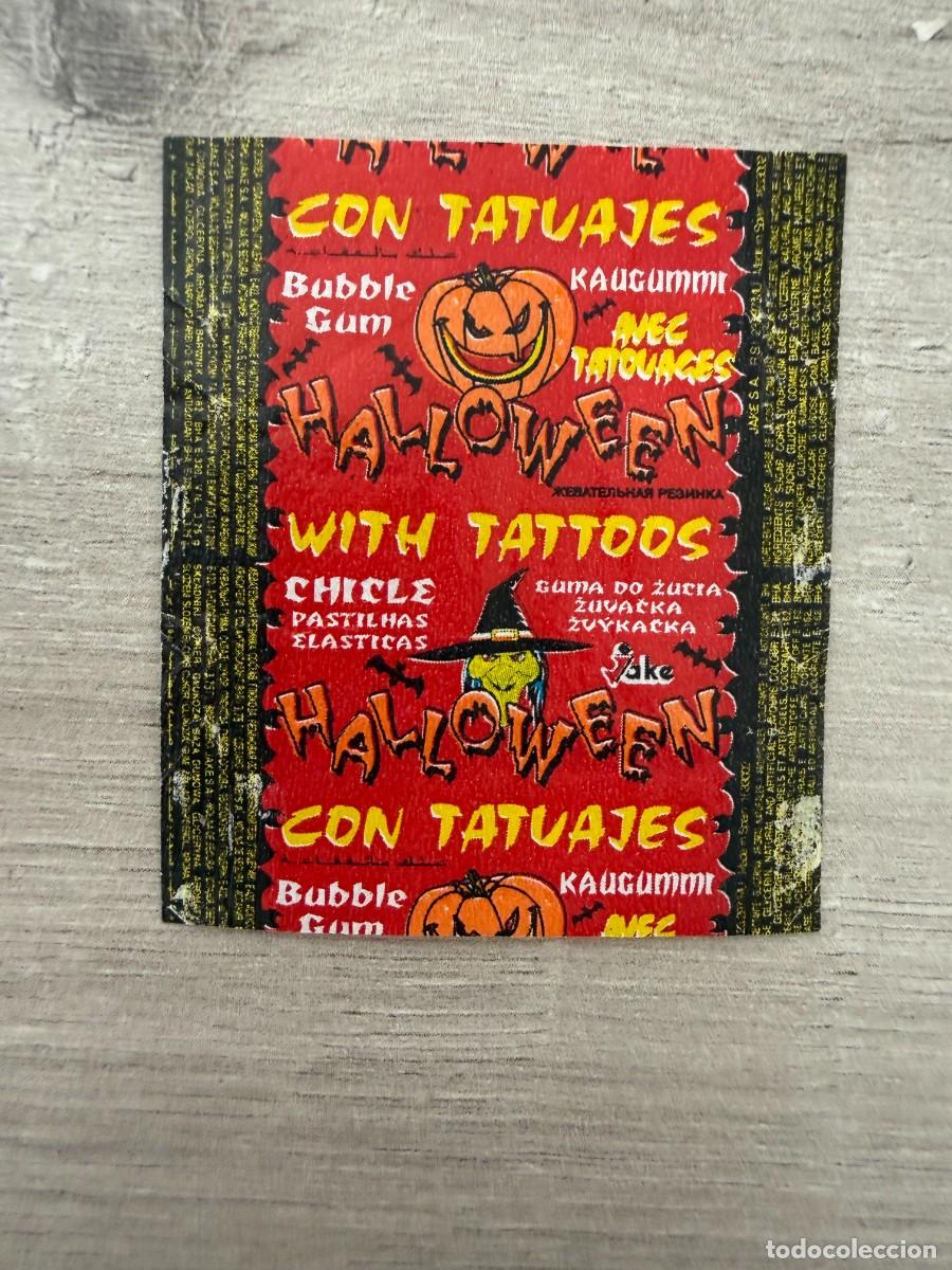 Coleccionismo Cromos antiguos: Envoltorio chicle Halloween de Jake - dif&iacute;cil - tatuajes tattoos