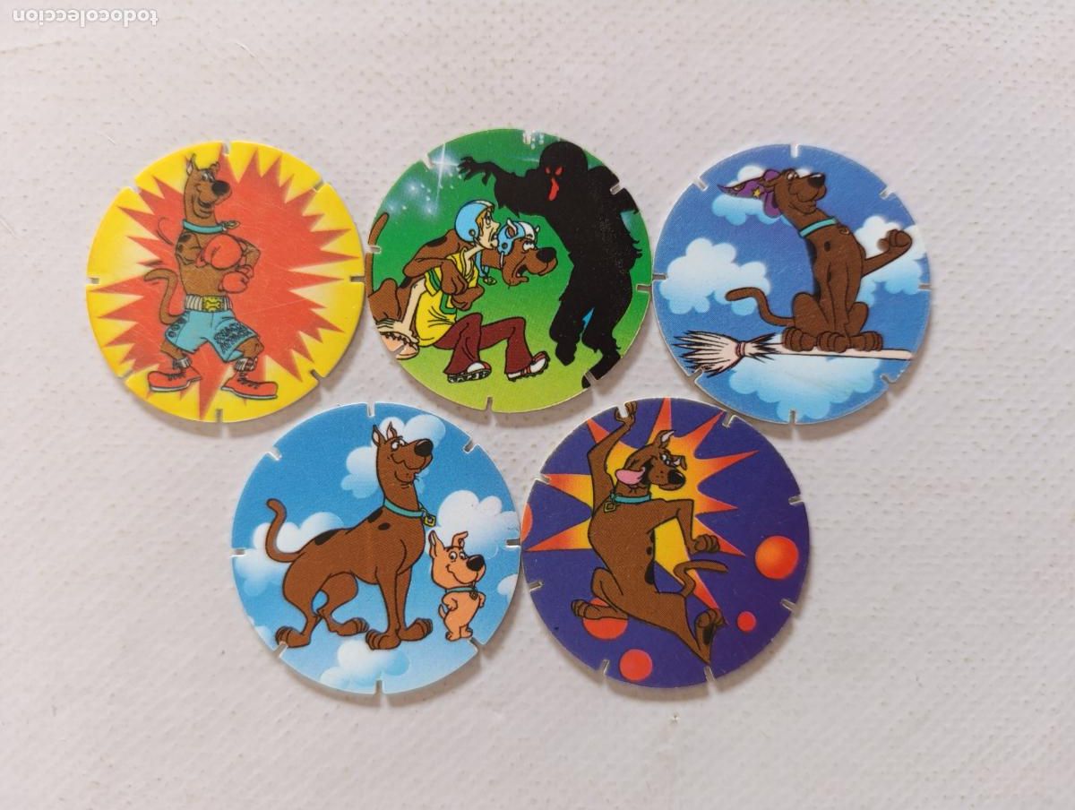 Coleccionismo Cromos antiguos: LOTE 5 TAZOS CROKY CAPS SCOOBY-DOO - SERIE COMPLETA - N&ordm; 49 A 53 - 1995 - CROKY CHIPS (334C#)