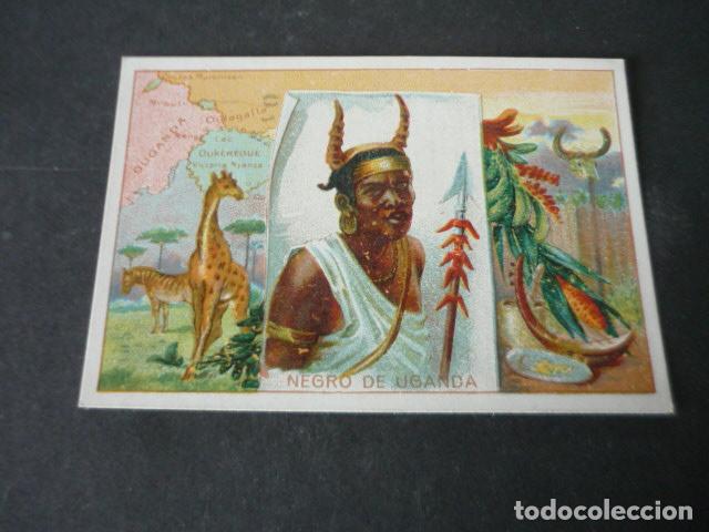 Colecionismo Cromos antigos: TIPO DE UGANDA ANTIGUO CROMO PUBLICIDAD CASA YUSTAS MADRID