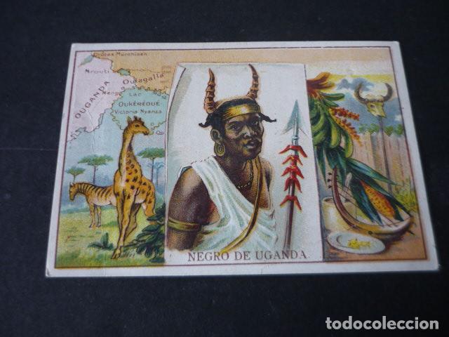 Colecionismo Cromos antigos: NEGRO DE UGANDA CROMO CON PUBLICIDAD CHOCOLATES VIRGEN DE LA ENCINA PONFERRADA LEON
