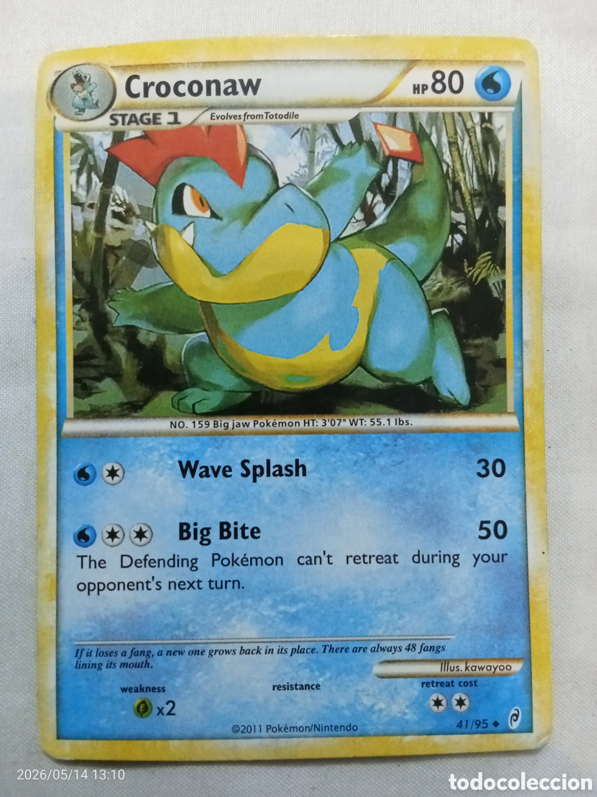 Coleccionismo Cromos antiguos: Carta Pokemon croconaw