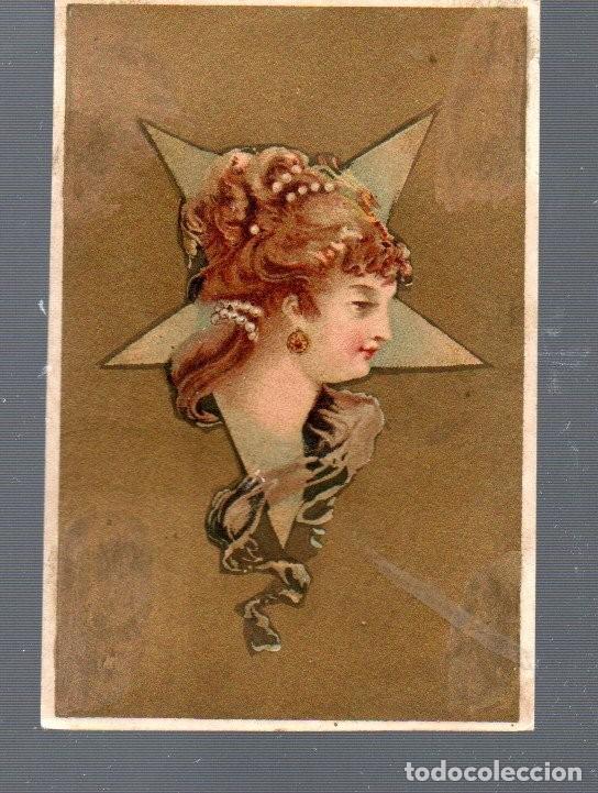 Coleccionismo Cromos antiguos: CROMO DE BELLA DAMA DE EPICERIE PARISIENNE DE MON TARODE SAUMUR ESTUVO PEGADO