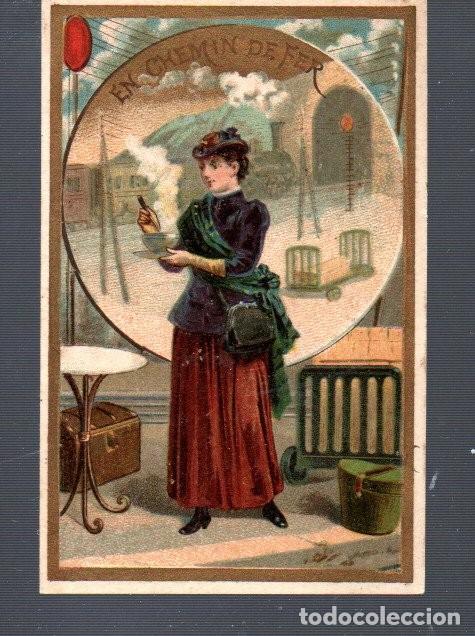 Coleccionismo Cromos antiguos: CROMO DE BELLA DAMA DE EN CMEMIN DE FER ESTUVO PEGADO