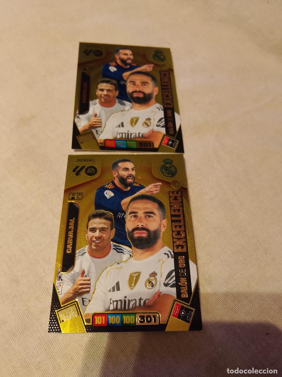 Coleccionismo Cromos antiguos: 2 cromos EXCELLENCE CARVAJAL BALON DE ORO 475 REAL MADRID ADRENALYN XL LIGA 2025 2026 CROMO CARD