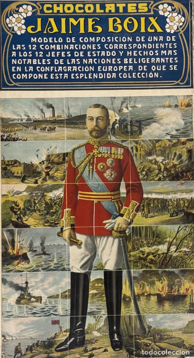 Coleccionismo Cromos antiguos: INGLATERRA - JORGE V - PLANCHA COMPLETA DE CROMOS SIN CORTAR - CHOCOLATES JAIME BOIX -VER FOTOS
