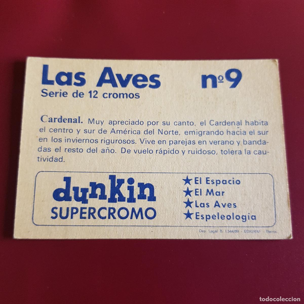 Coleccionismo cromos antiguos: DUNKIN SUPERCROMO - LAS AVES - 9 - NUNCA PEGADO - Foto 2