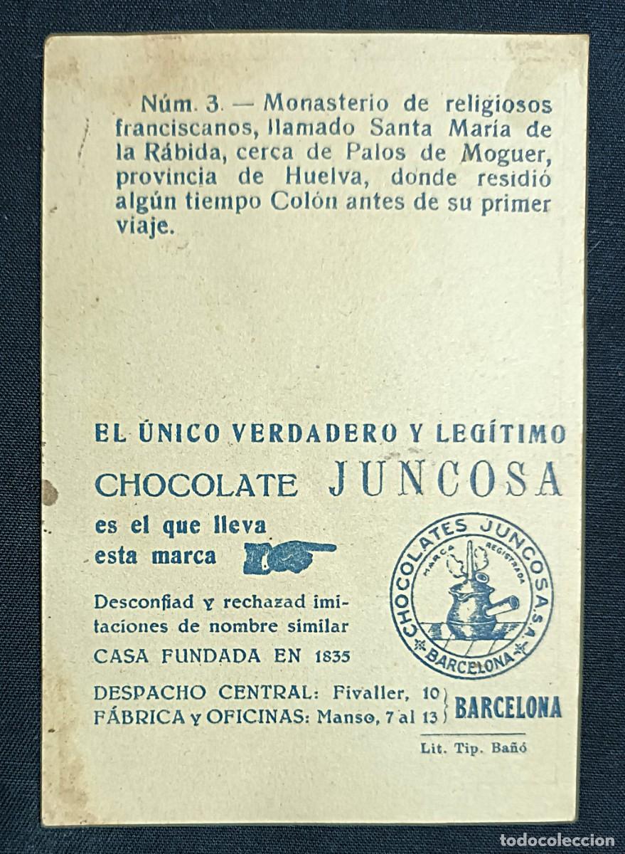 Coleccionismo cromos antiguos: CROMO CRIST&Oacute;BAL COL&Oacute;N N&ordm; 3.CHOCOLATES JUNCOSA - Foto 2