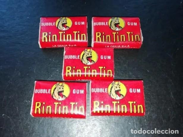 Coleccionismo Cromos antiguos: 5 CHICLES BUBBLE GUM CON CROMO DE RIN TIN TIN SIN ABRIR LA GIULIA-GORIZIA JULY ORIG A&Ntilde;OS 60-70 RTOY