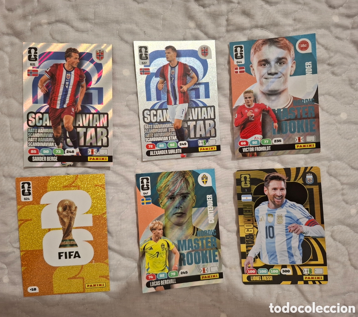 Coleccionismo Cromos antiguos: Lote adrenalyn mundial 2026 n&oacute;rdicas trofeo Messi