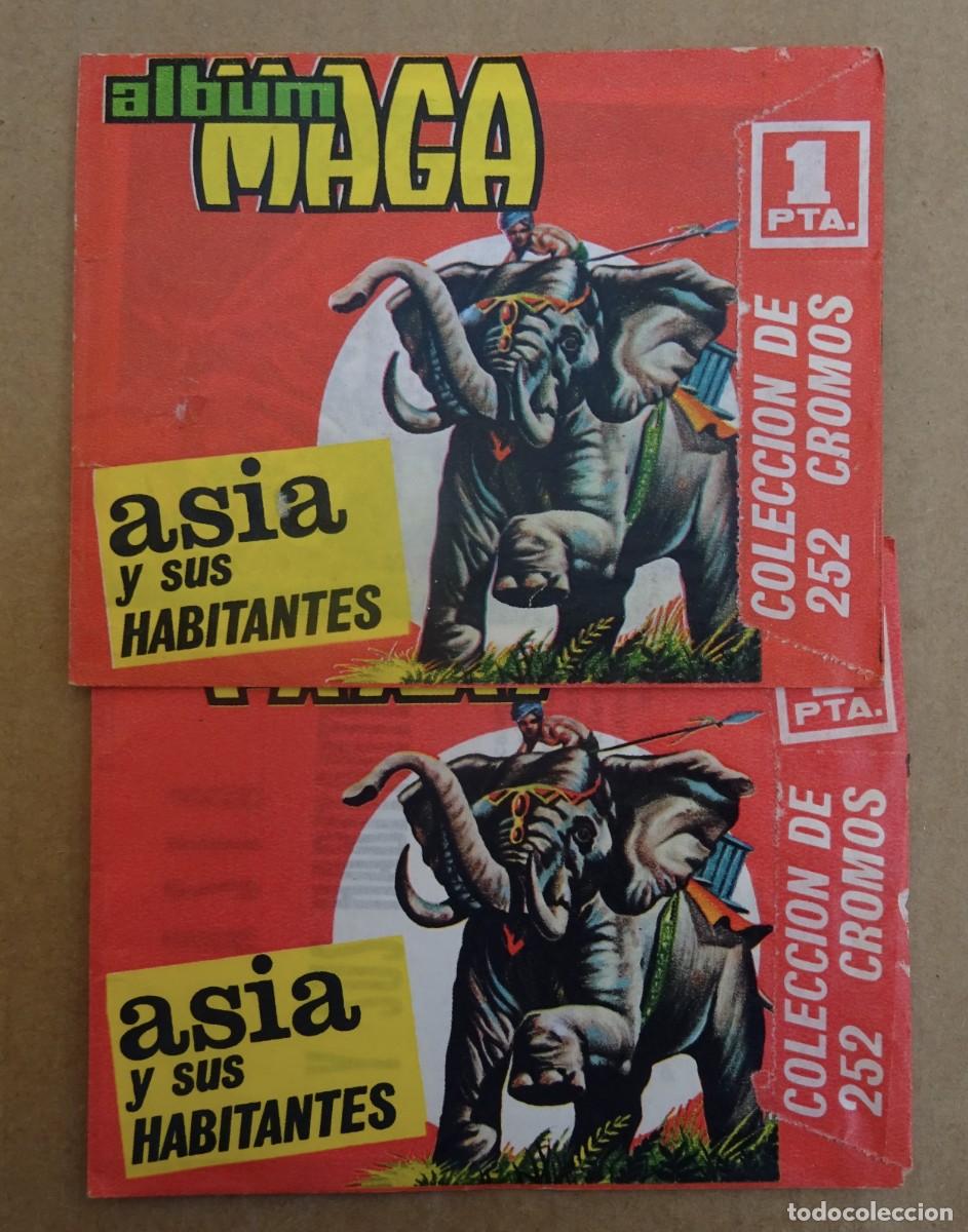Collezionismo Figurine antiche: SOBRES DE CROMOS ASIA Y SUS HABITANTES ED. MAGA SIN ABRIR. 2 SOBRES