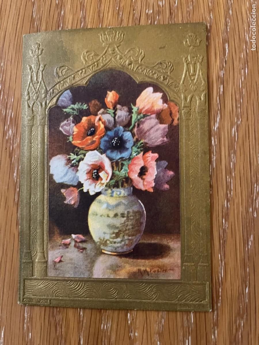 Coleccionismo Cromos antiguos: Evaristo Juncosa Barcelona arte moderno jarr&oacute;n con flores serie F n&ordm; 4