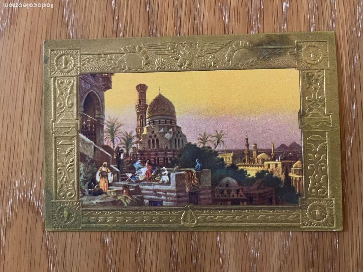 Coleccionismo Cromos antiguos: Evaristo Juncosa reproducci&oacute;n de cuadros serie B n&ordm; 3 puesta de sol en el Cairo