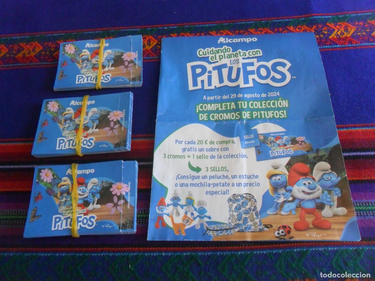 Coleccionismo Cromos antiguos: LOTE 19 SOBRE 57 CROMO CUIDANDO EL PLANETA CON LOS PITUFOS Y 3 CARTILLAS COMPLETAS. ALCAMPO 2024.