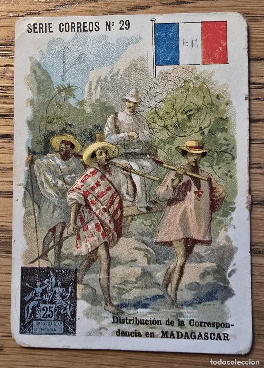 Sammeln alte Sammelbilder: SERIE CORREOS n&ordm; 29 Madagascar Reverso con Publicidad