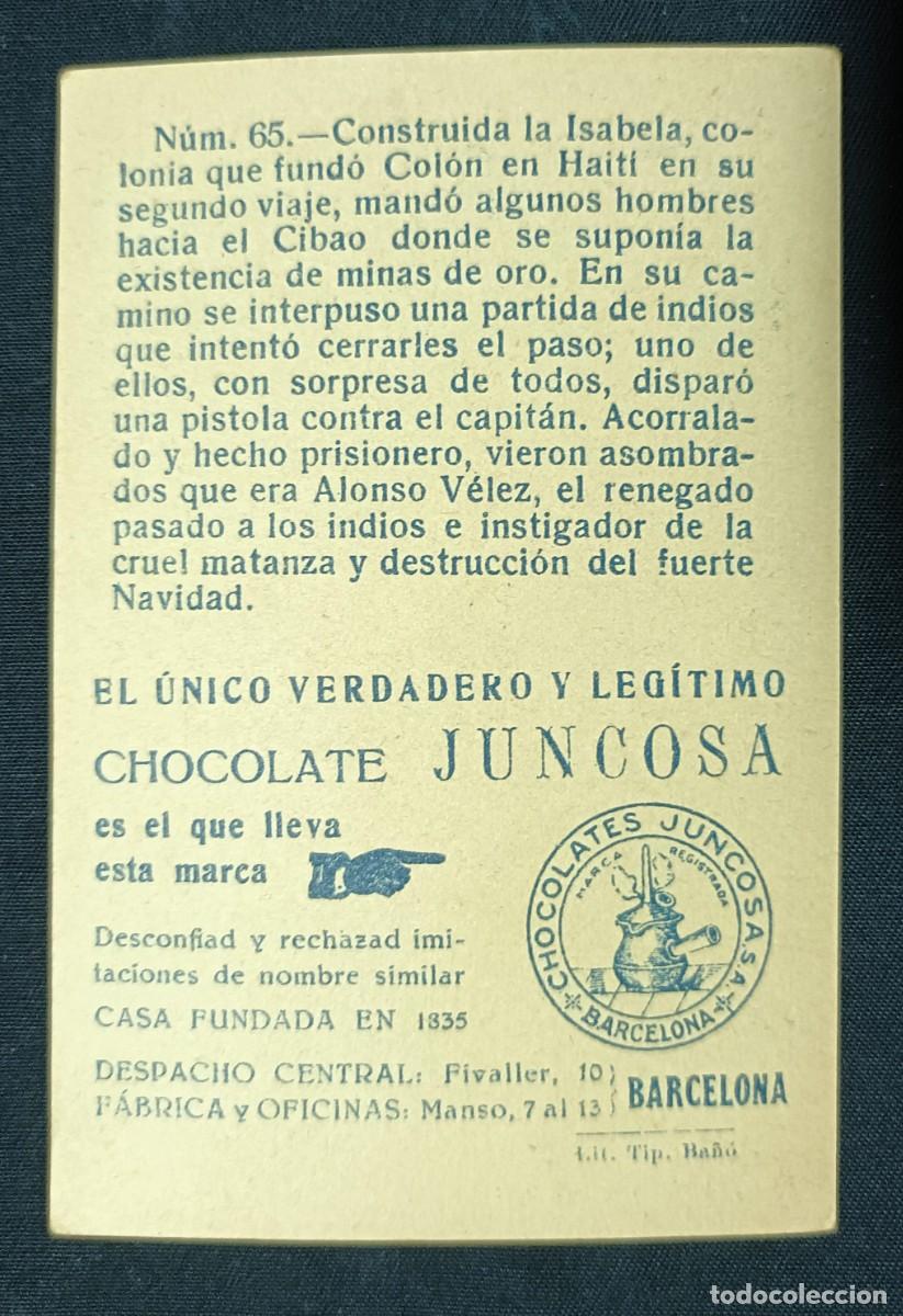 Coleccionismo cromos antiguos: CROMO CRIST&Oacute;BAL COL&Oacute;N N&ordm; 65.CHOCOLATES JUNCOSA - Foto 2