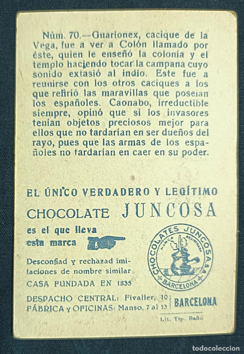 Coleccionismo cromos antiguos: CROMO CRIST&Oacute;BAL COL&Oacute;N N&ordm; 70.CHOCOLATES JUNCOSA - Foto 2