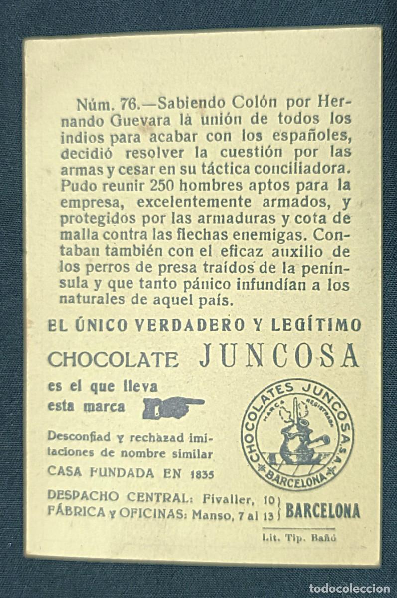 Coleccionismo cromos antiguos: CROMO CRIST&Oacute;BAL COL&Oacute;N N&ordm; 76.CHOCOLATES JUNCOSA - Foto 2