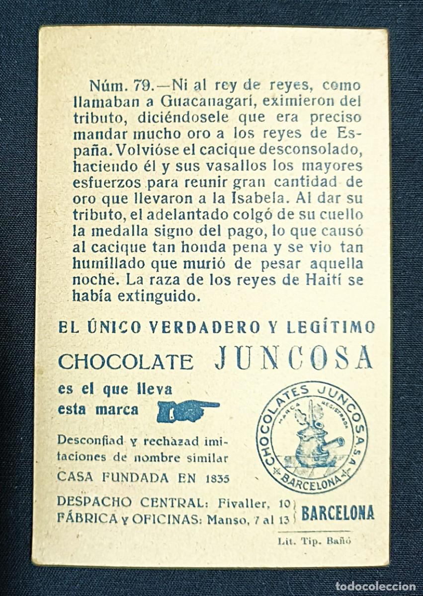 Coleccionismo cromos antiguos: CROMO CRIST&Oacute;BAL COL&Oacute;N N&ordm; 79.CHOCOLATES JUNCOSA - Foto 2