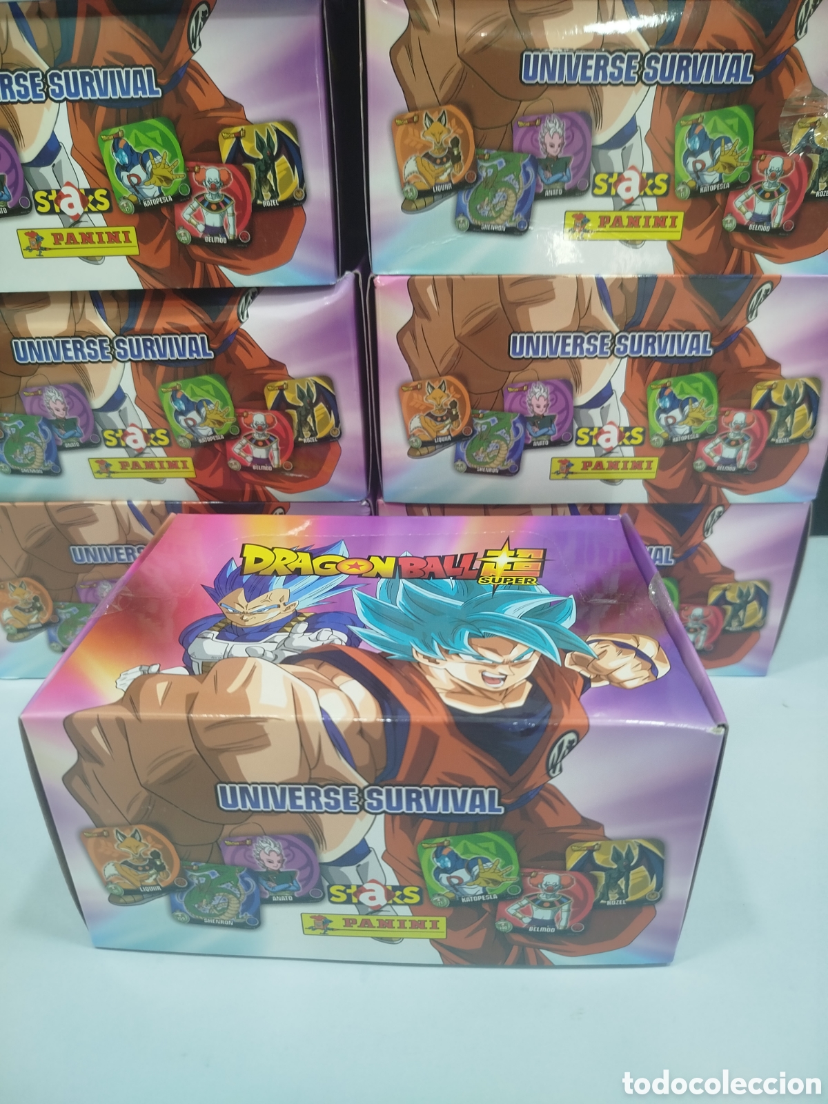 Coleccionismo Cromos antiguos: Cajas 50 Sobres Drag&oacute;n Ball Super UNIVERSE STAKS