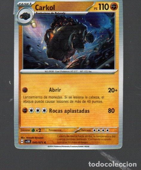 Coleccionismo Cromos antiguos: CROMO DE PANINI DE POKEMON N&ordm; 0838 PS 110 A&Ntilde;O 2024 TITULO FASE 1 CARAKOL