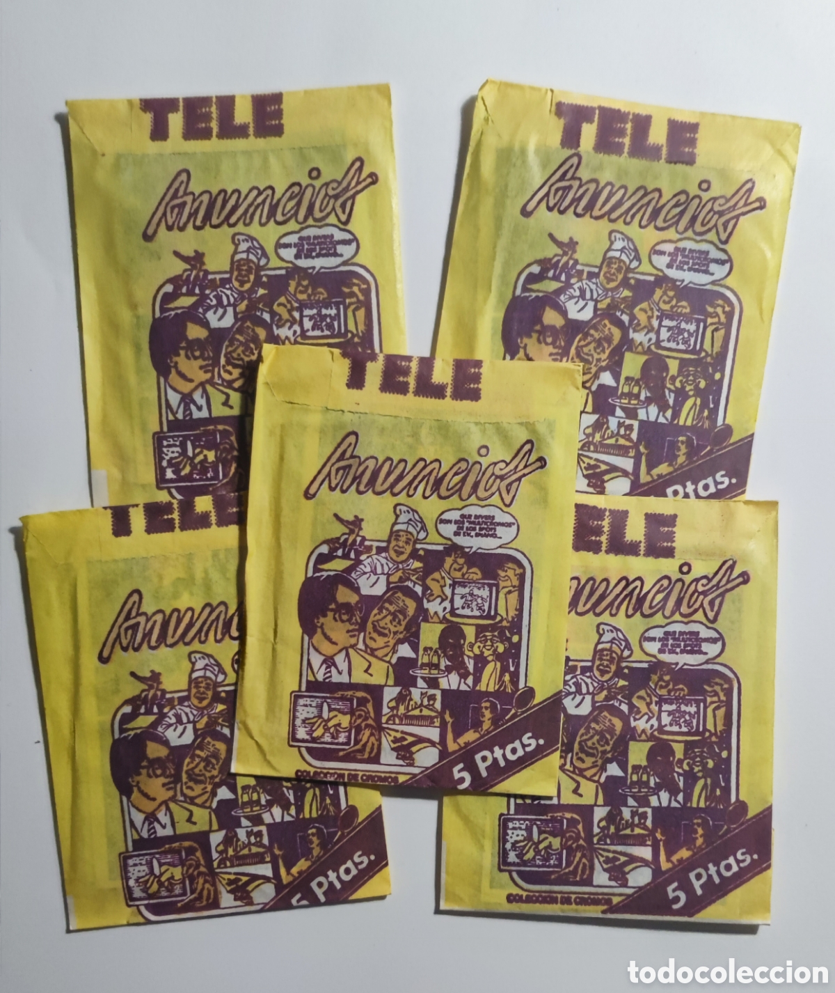 Coleccionismo Cromos antiguos: 5 sobres sin abrir &rdquo;Tele anuncios&rdquo; ediciones Este 1984
