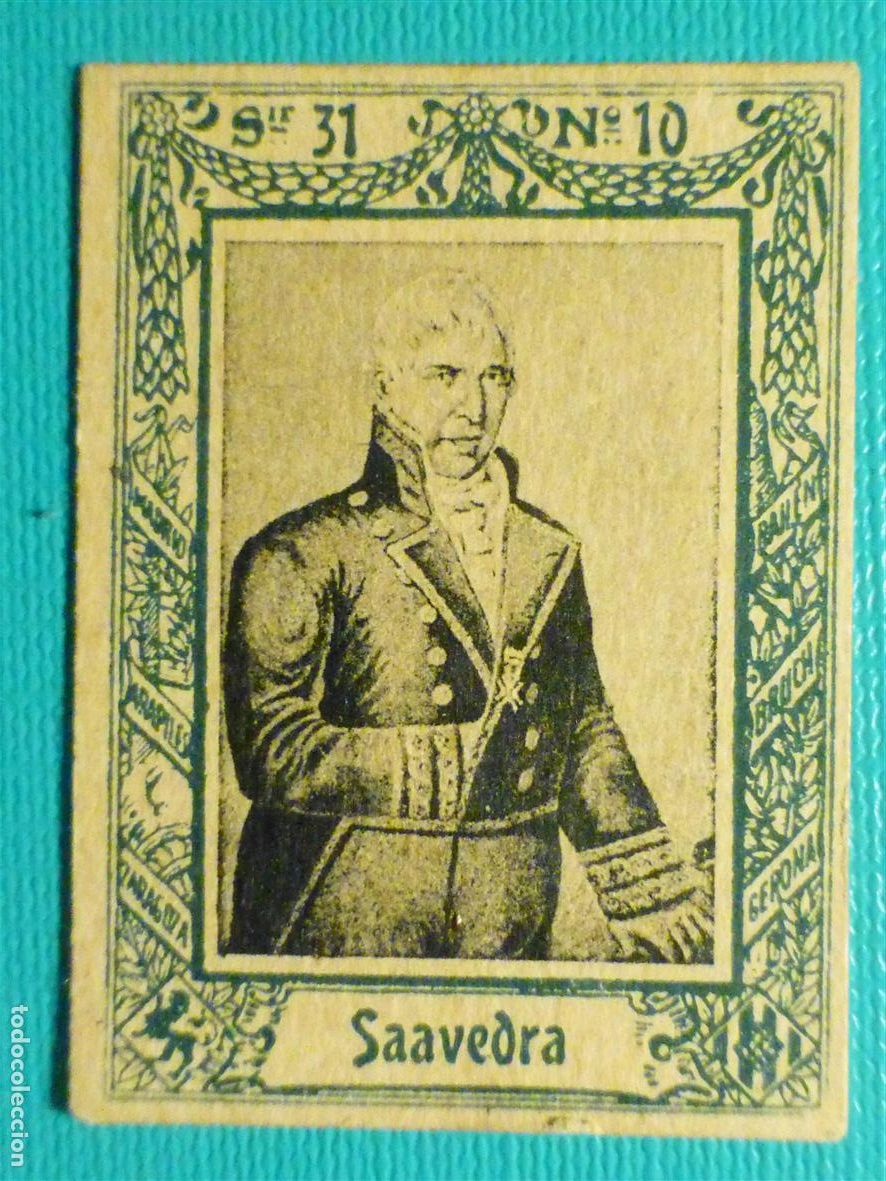 Coleccionismo Cromos antiguos: Fototipia Cerillas SERIE 31 de Militares y Pol&iacute;ticos C&eacute;lebres N&ordm; 10 - F. Saavedra