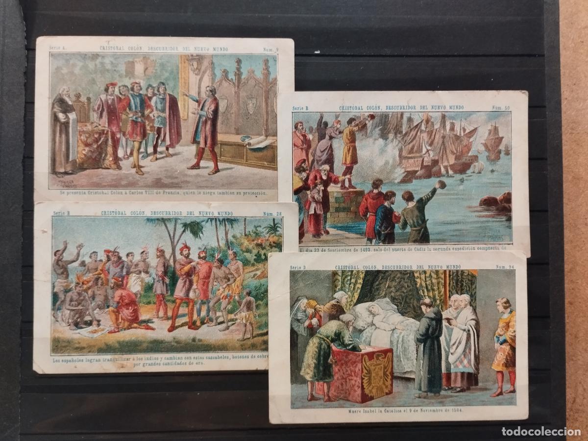 Colecionismo Cromos antigos: CHOCOLATES JUNCOSA. 4 CROMOS. CRISTOBAL COLON, DESCUBRIDOR DEL NUEVO MUNDO. VARIAS CALIDADES.