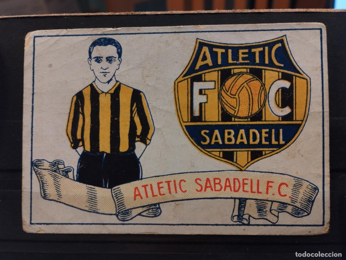 Collectable Antique Stickers: CHOCOLATES AMATLLER. FUTBOL 1929. ESCUDO Y EQUIPACION ATH. SABADELL