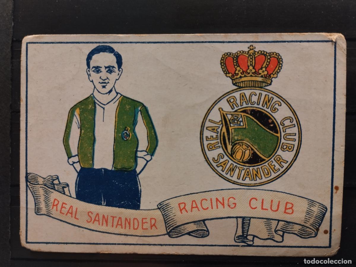 Collectable Antique Stickers: CHOCOLATES AMATLLER. FUTBOL 1929. ESCUDO Y EQUIPACION RACING CLUB DE SANTANDER