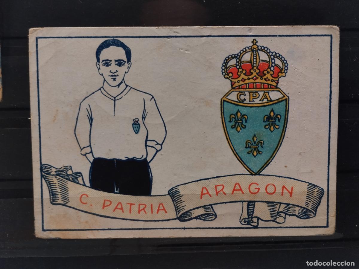 Collectable Antique Stickers: CHOCOLATES AMATLLER. FUTBOL 1929. ESCUDO Y EQUIPACION C. D. PATRIA-ARAGON