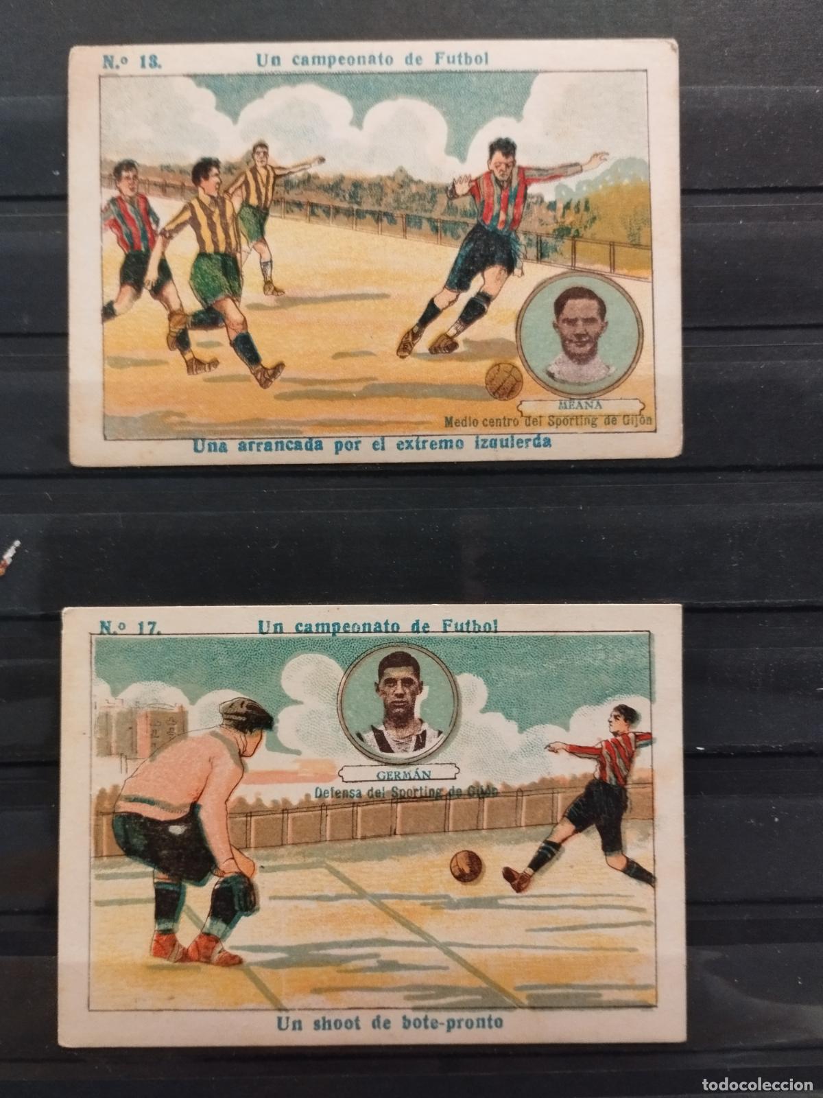 Collectable Antique Stickers: CHOCOLATES AMATLLER. FUTBOL A&Ntilde;OS 1915-1925. 2 CROMOS. MEANA Y GERMAN. SPORTING DE GIJON