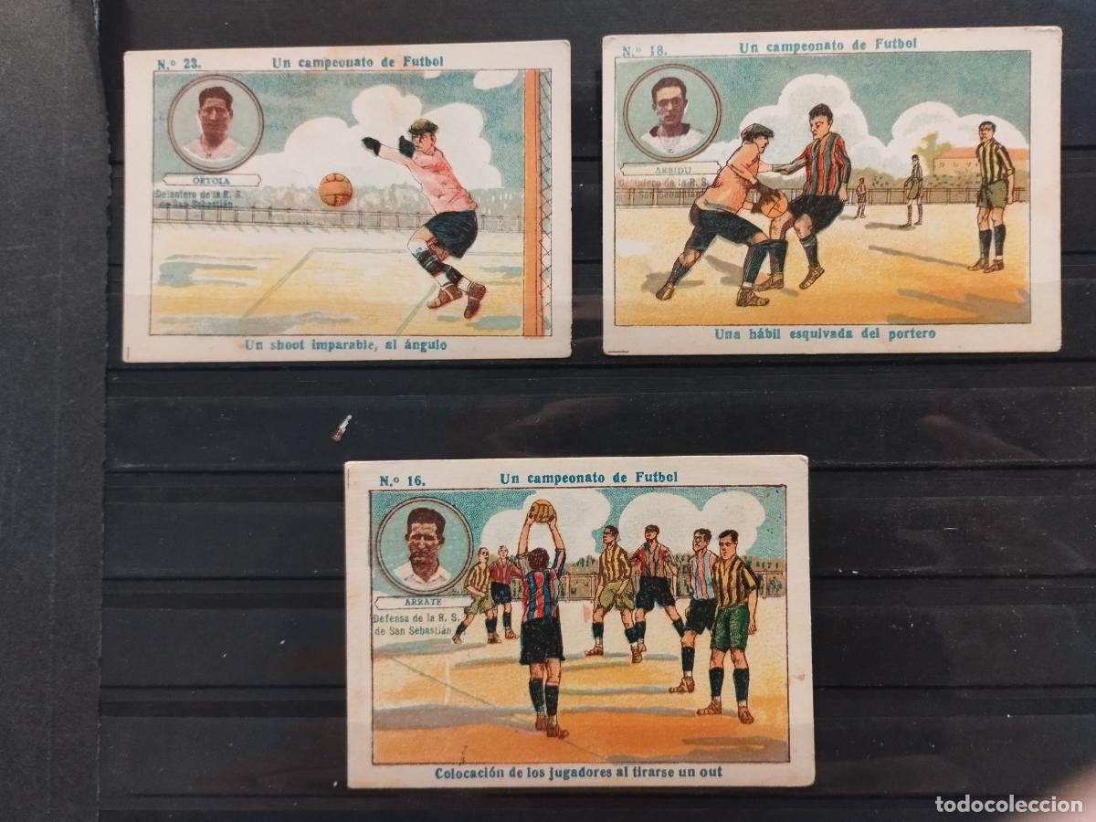 Collectable Antique Stickers: CHOCOLATES AMATLLER. FUTBOL A&Ntilde;OS 1915-1925. 3 CROMOS. ORTOLA, ARBIDU Y ARRATE. R.S. S. SEBASTIAN