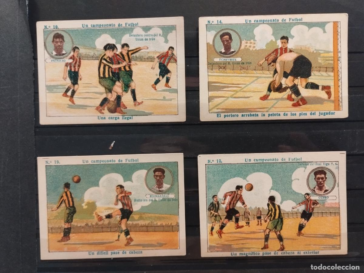 Colecionismo Cromos antigos: CHOCOLATES AMATLLER. FUTBOL A&Ntilde;OS 1915-1925. 4 CROMOS. JUGADORES DEL REAL VIGO Y DEL R.U. IRUN