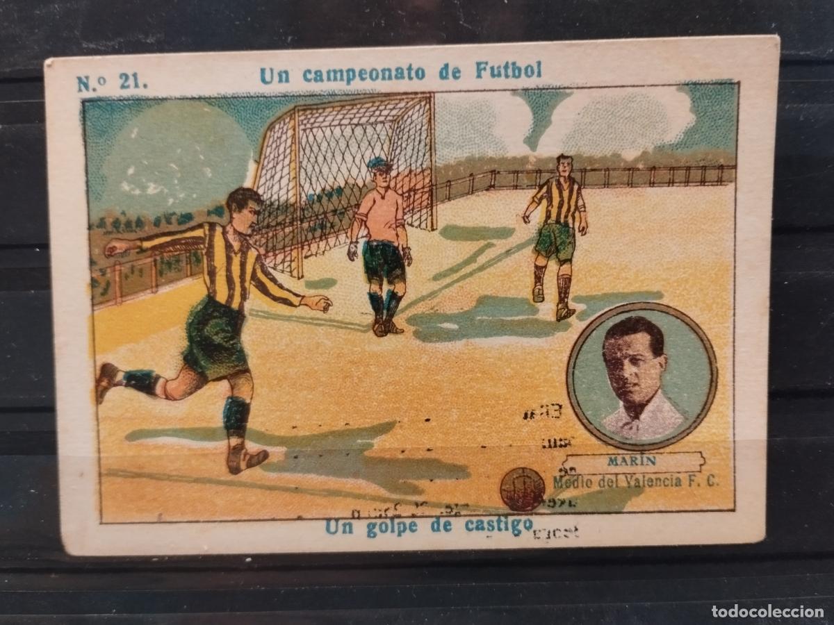 Collectable Antique Stickers: CHOCOLATES AMATLLER. FUTBOL A&Ntilde;OS 1915-1925. MARIN, MEDIO DEL VALENCIA C.F.