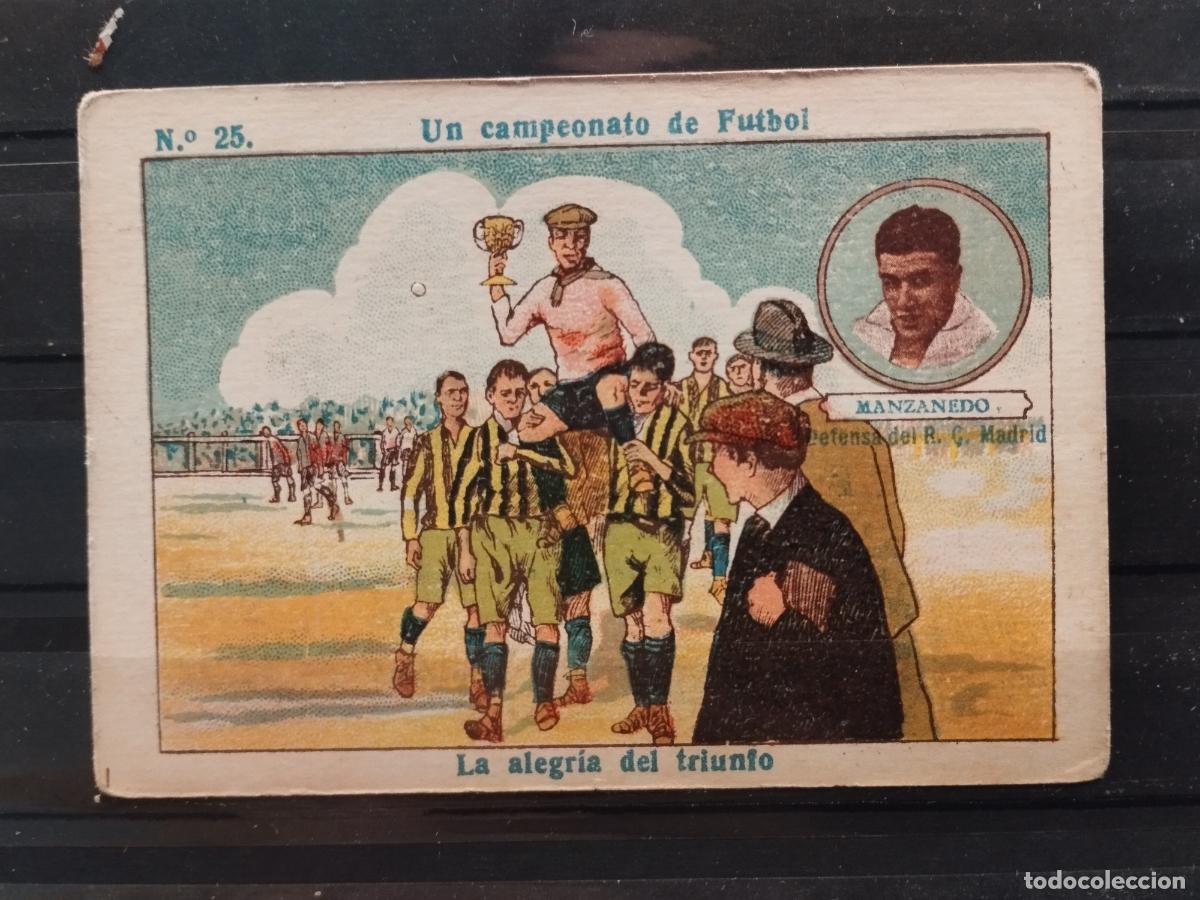 Collectable Antique Stickers: CHOCOLATES AMATLLER. FUTBOL A&Ntilde;OS 1915-1925. MANZANEDO, DEFENSA DEL REAL MADRID.