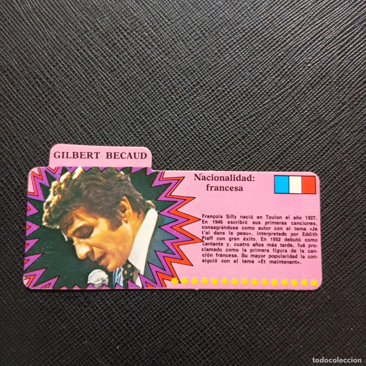 Coleccionismo Cromos antiguos: GILBERT BECAUD BIMBO 1972 CROMO - DISCOGRAFIA - A164 PG22
